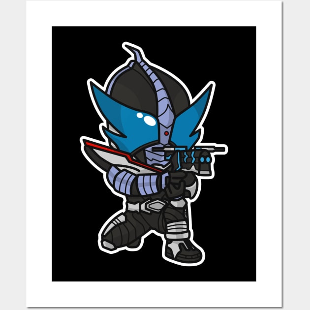 Kamen Rider Drake Chibi Style Kawaii Wall Art by The Toku Verse